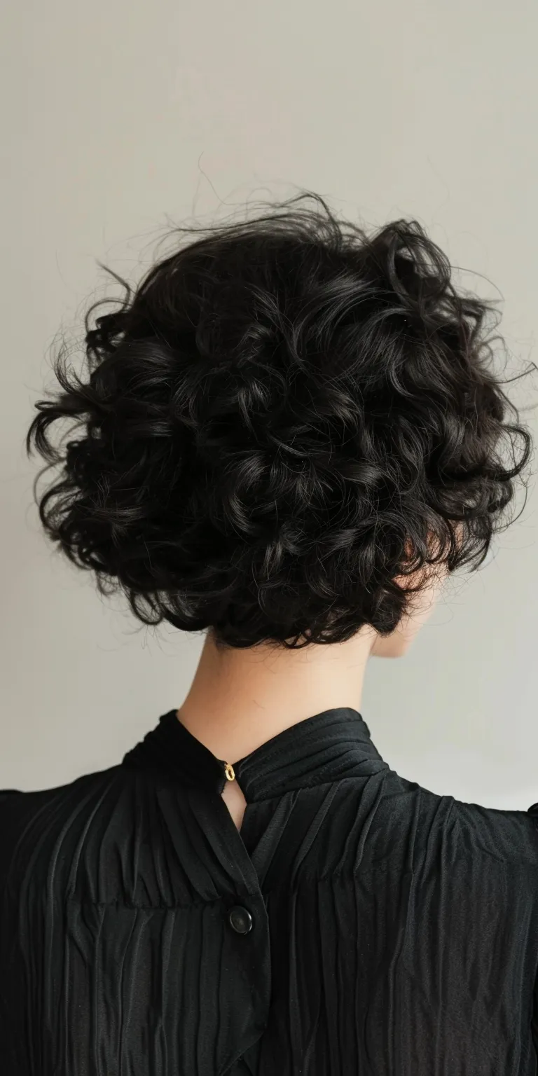 perm hairstyle Asymmetric cut, Digital perm, Ringlets, Layered hair, Updo