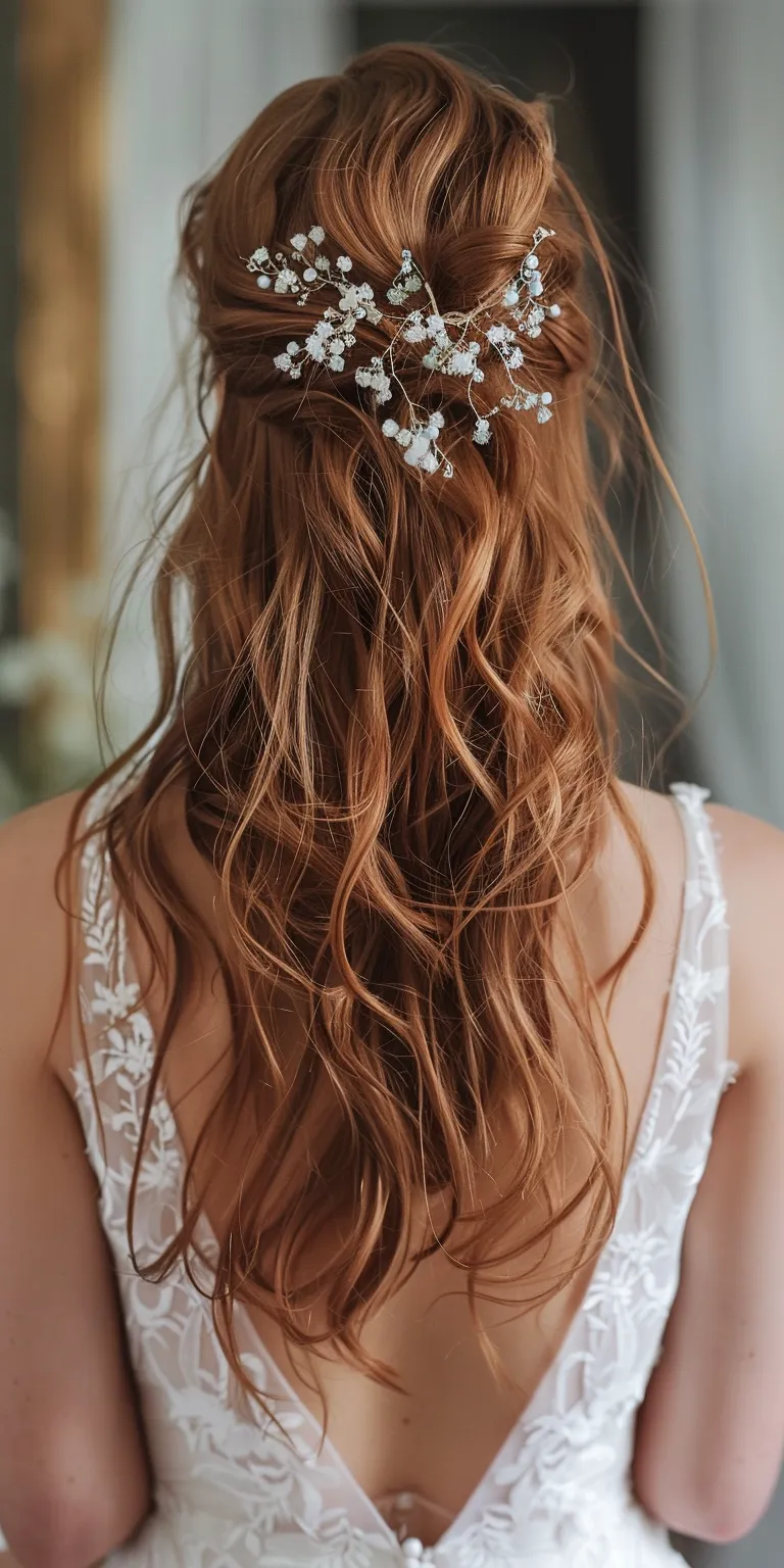 bridesmaid hairstyles for long hair Boho braids, Updo, Waterfall Milkmaid braid, Feathered