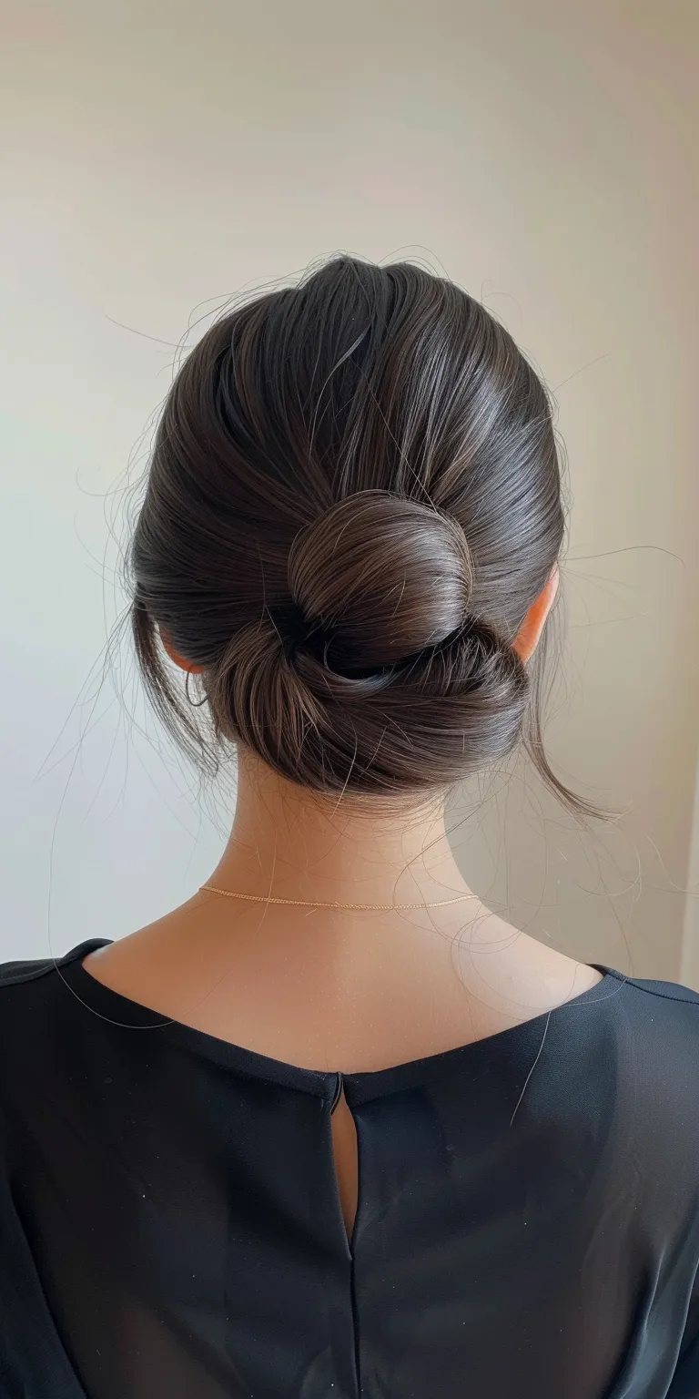 slick back bun Updo, Chignon, Ballerina bun, French twist, Japanese women's hairstyles