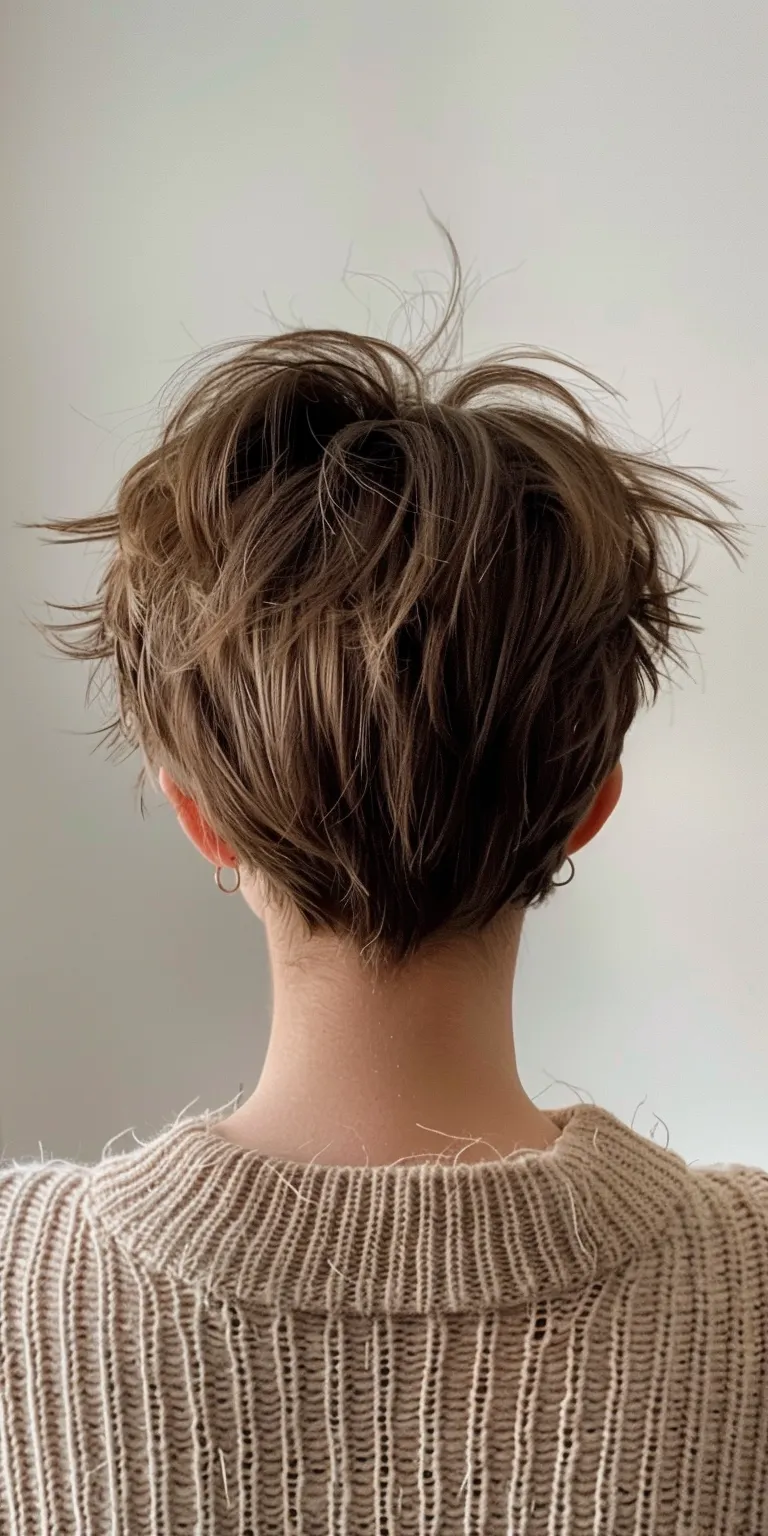 short messy haircuts Updo, Chignon, Asymmetric cut, Ballerina bun, Short brush cut