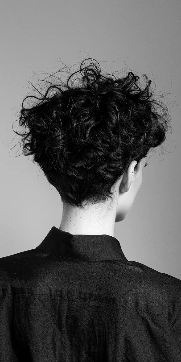 hair styles for short curly Asymmetric cut, Chignon, Updo, Digital perm, Pompadour