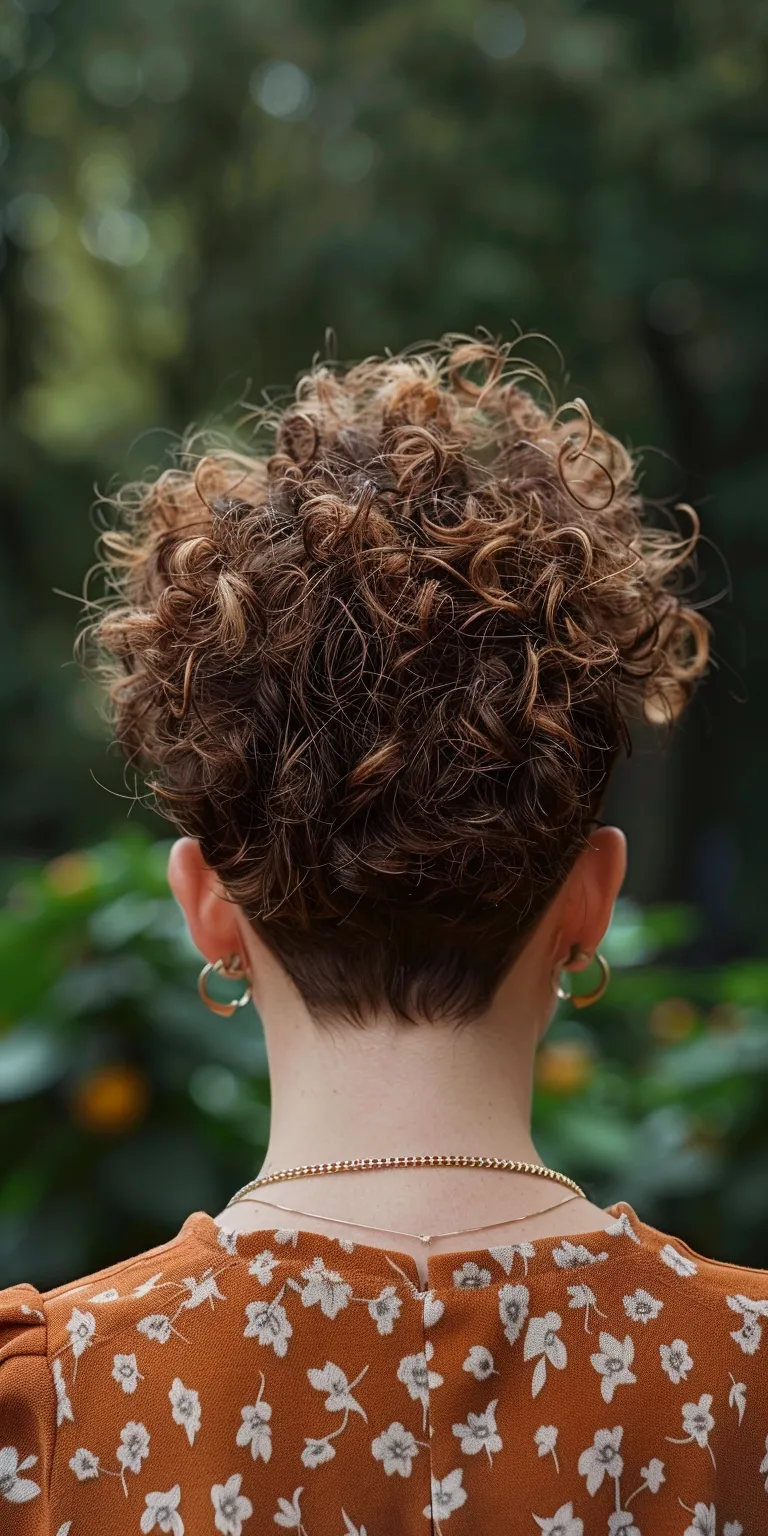 haircuts for curly hair Digital perm, Asymmetric cut, Ringlets, Updo, Short brush cut