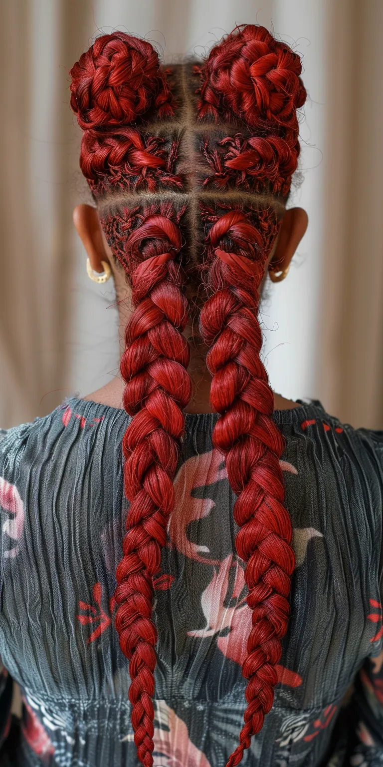 red knotless braids Boho braids, Braid, Waterfall Hair twists, Cornrows