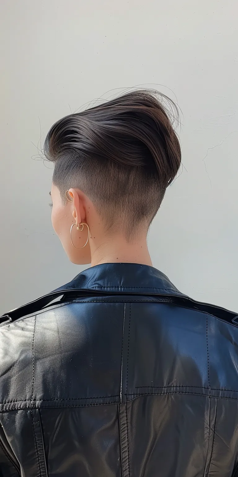 slick back undercut Pompadour, Asymmetric cut, Mohawk, Butterfly haircut, Updo