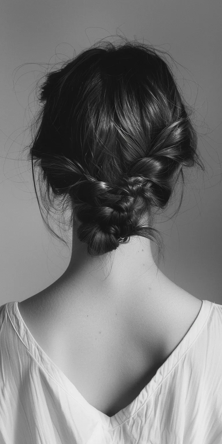 simple hairstyles Milkmaid braid, Chignon, French Braid, Updo