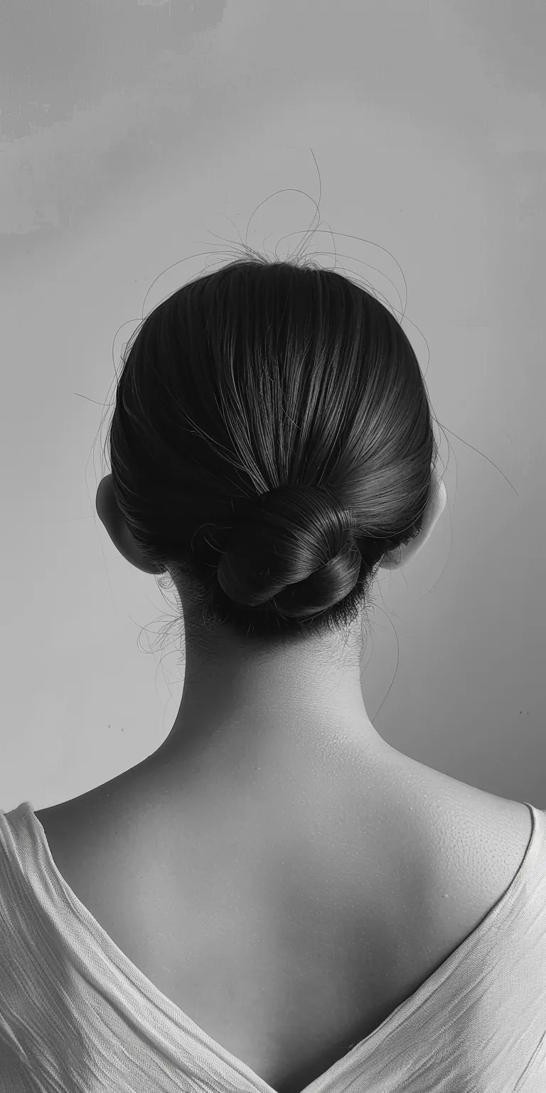 slick back hairstyle Chignon, Updo, Ballerina bun, French twist, Milkmaid braid