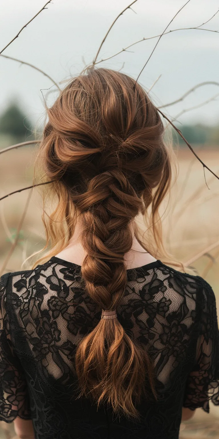 middle part hairstyle Updo, Boho braids, French braid, Braid, Waterfall braids