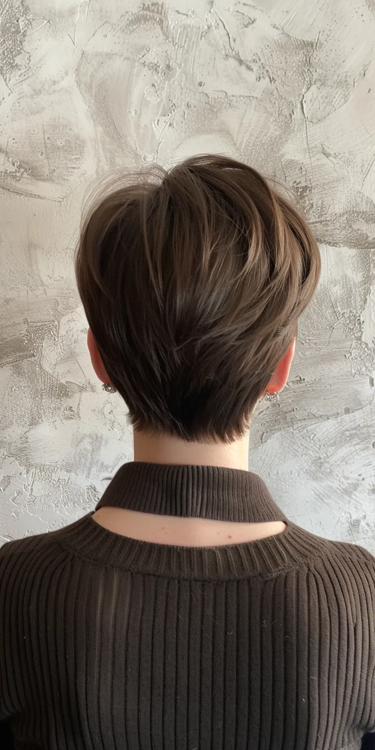 noble haircuts Asymmetric cut, Short brush Professional Layered hair, Pixie cut