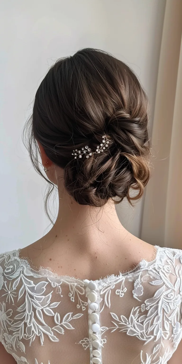 wedding hairstyles Updo, Milkmaid braid, French twist, Waterfall braids, Chignon