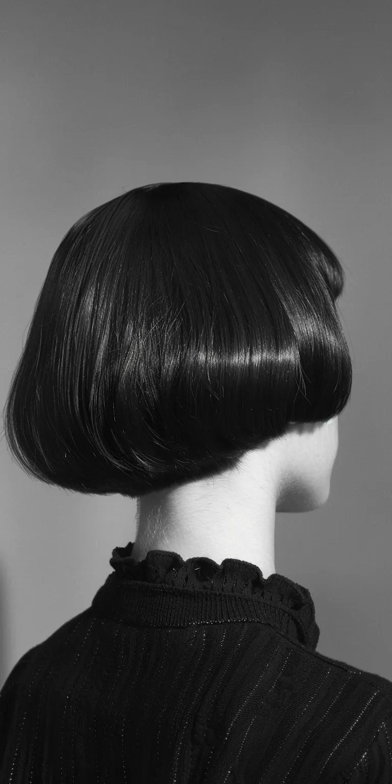 short bob with fringe Asymmetric cut, Chignon, Finger wave, Bob Bouffant