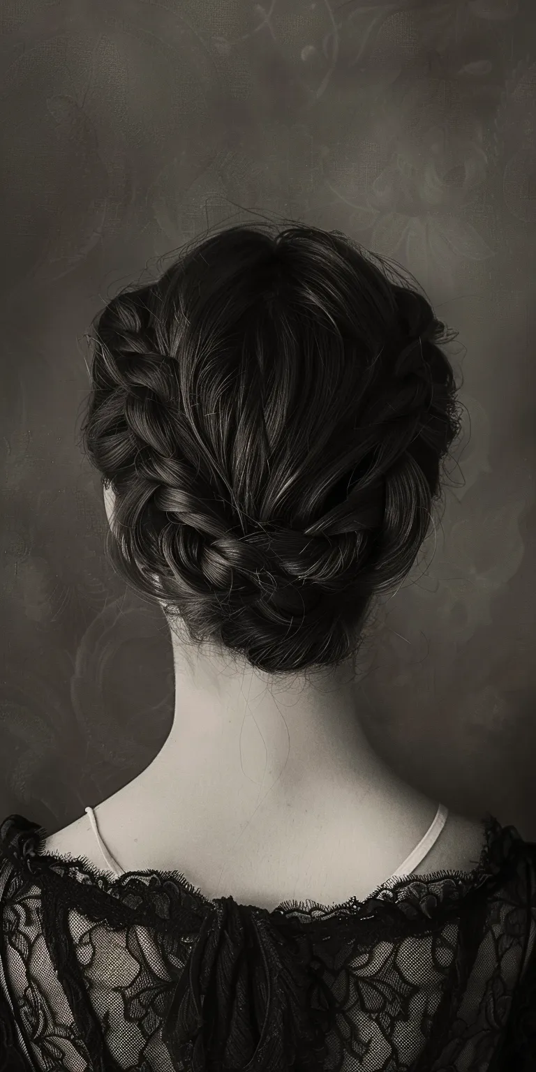 crown hairstyle Updo, Chignon, French braid, Milkmaid twist