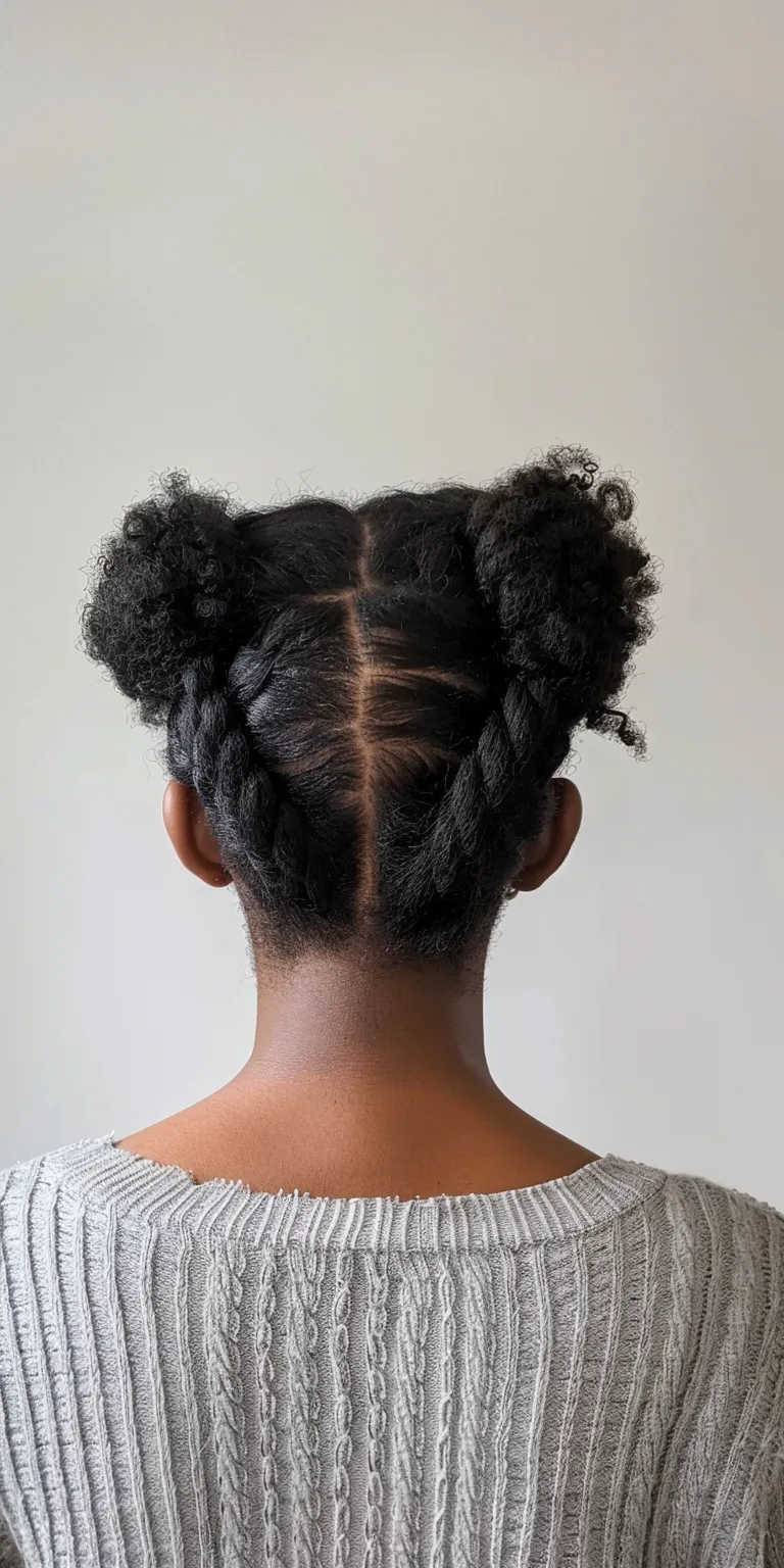 natural hairstyles French twist, Digital perm, Updo, Hair twists, Milkmaid braid