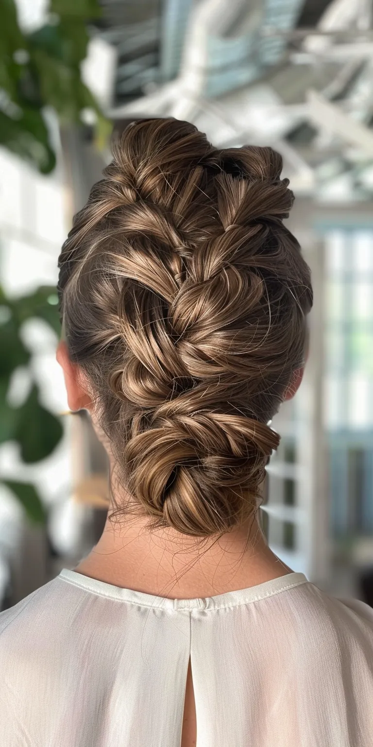 braided bun Updo, Waterfall braids, French braid, twist, Braid