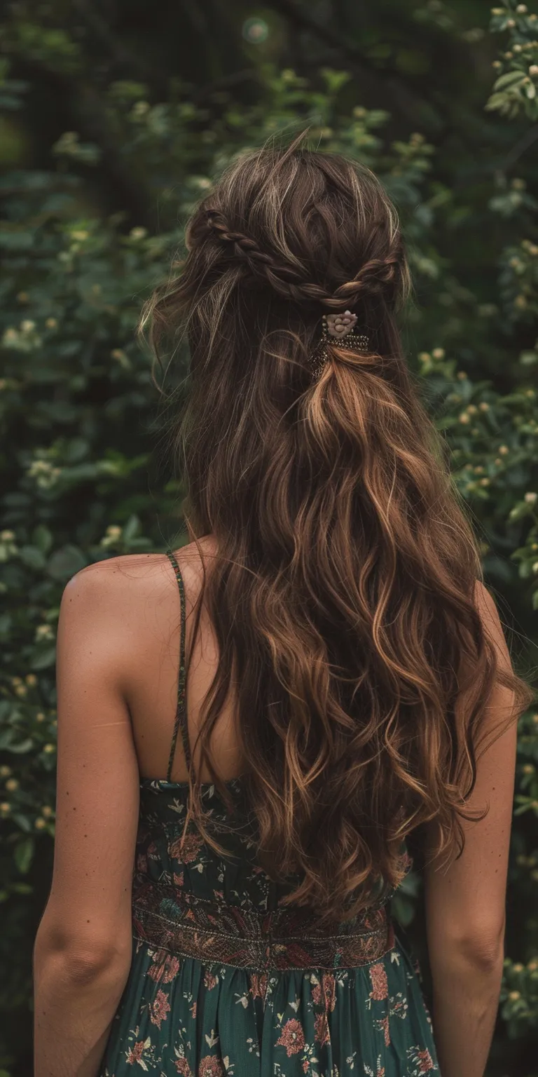 hippie hairstyles Updo, Boho braids, Layered hair, Long Mermaid hair