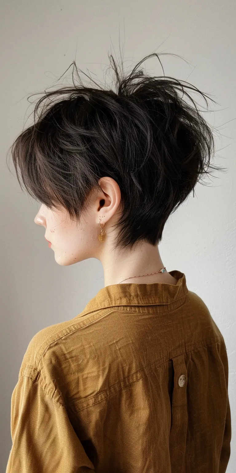 short choppy haircuts Asymmetric cut, Japanese women's hairstyles, Layered hair, Pixie Short brush cut