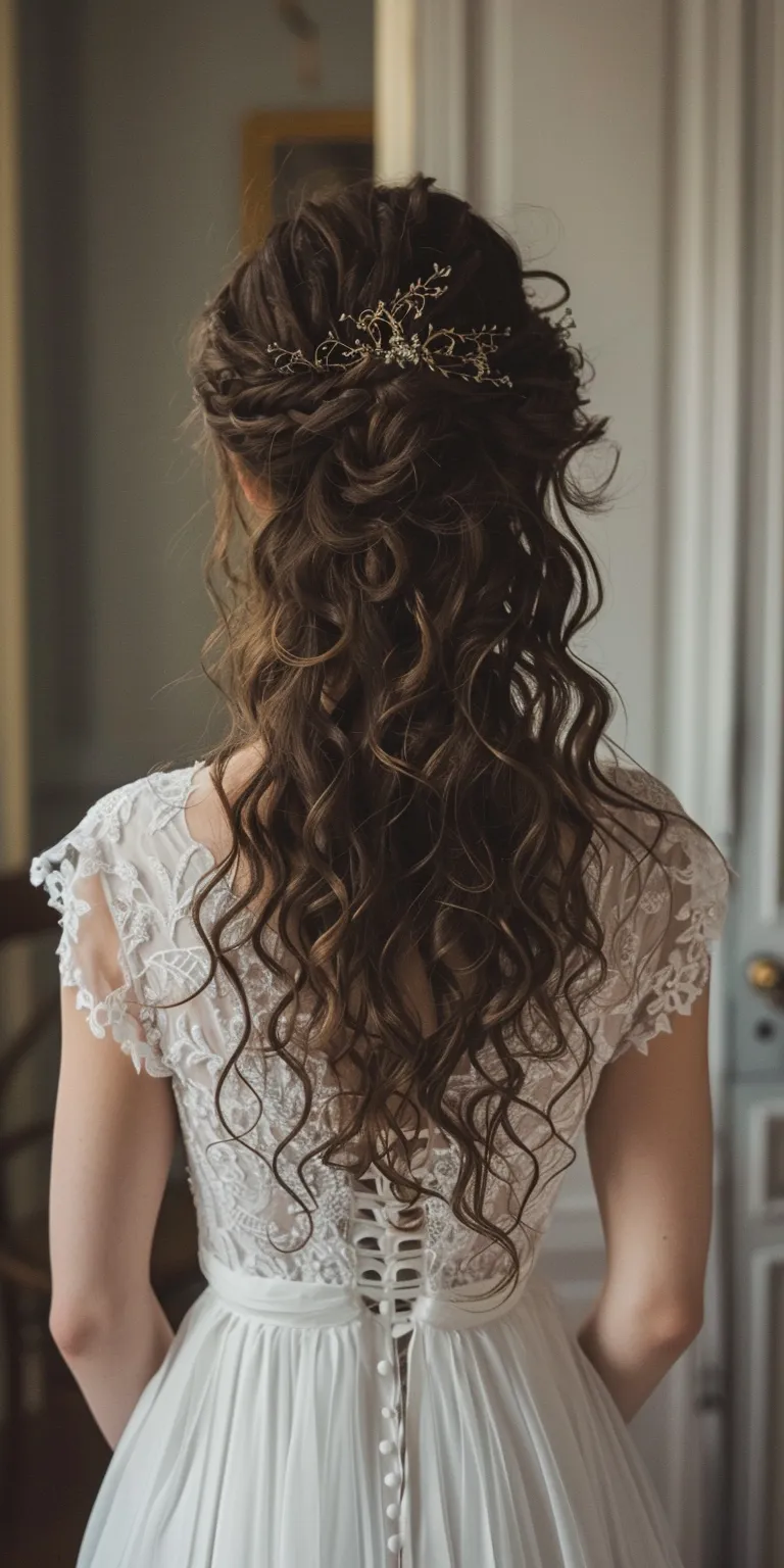 curly hairstyles for long hair Updo, Waterfall braids, Boho Milkmaid braid, Layered