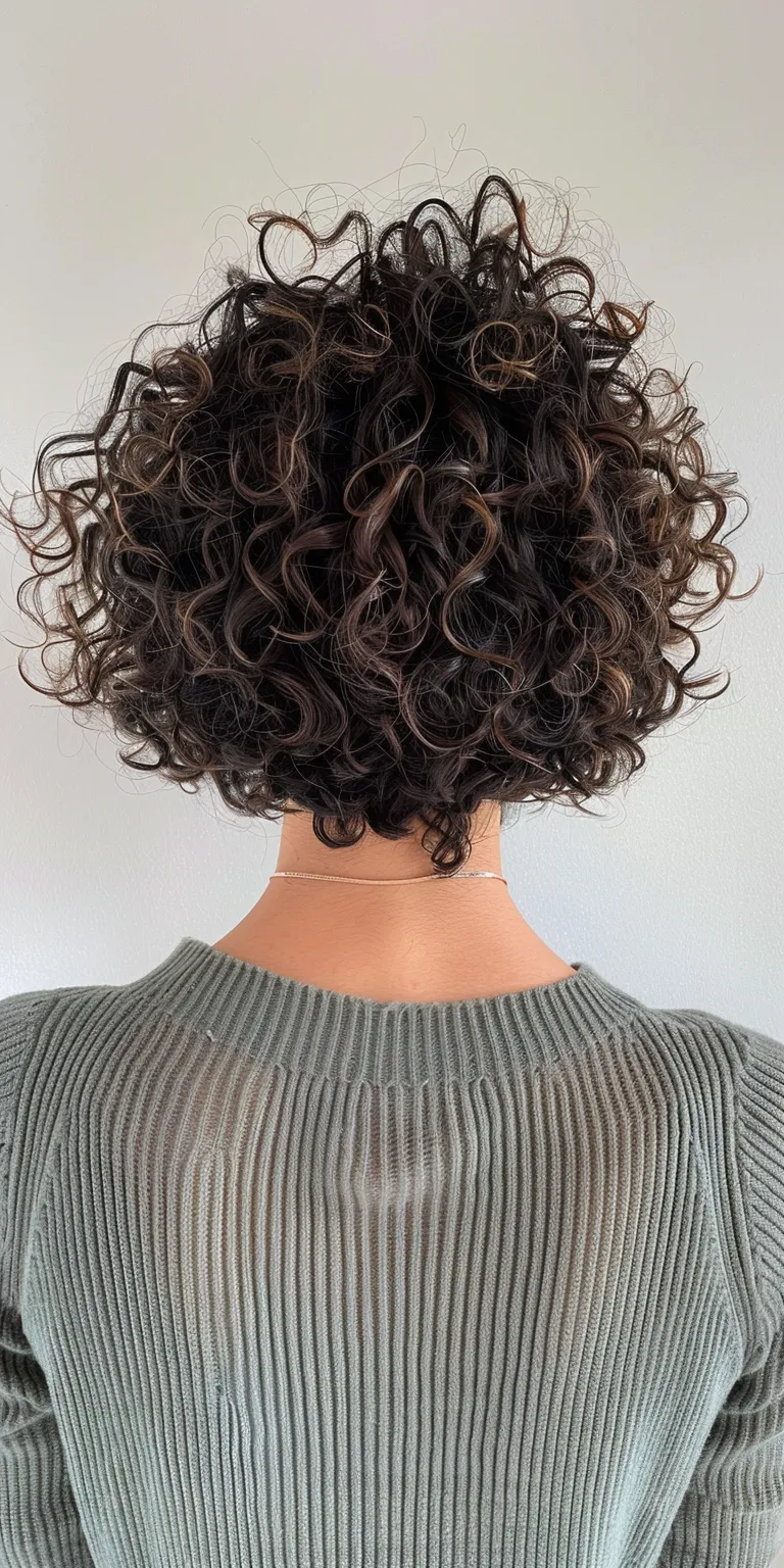 hair styles for short curly Digital perm, Asymmetric cut, Short brush Layered hair, Stacked bob