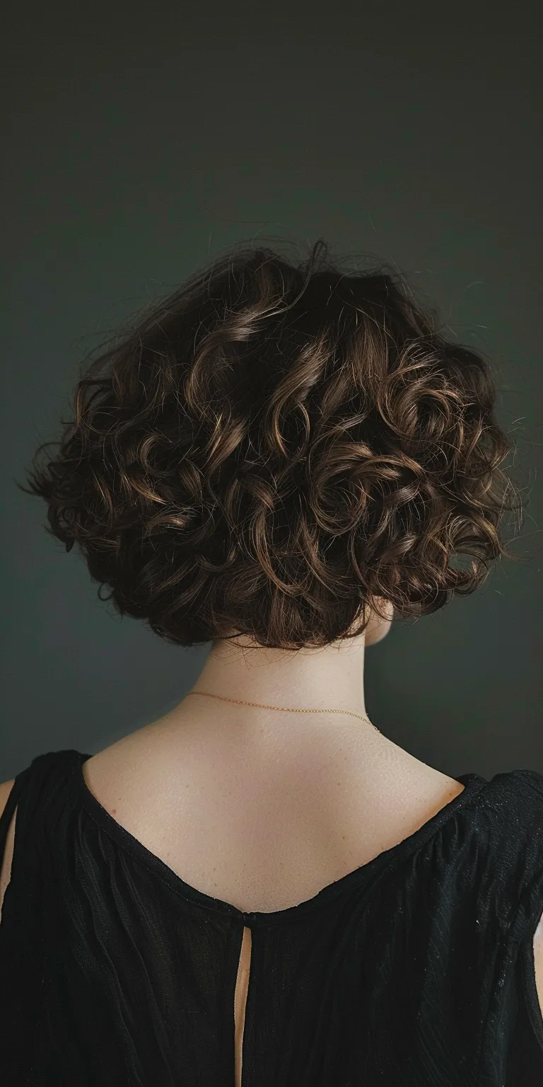 short curly haircuts Digital perm, Ringlets, Asymmetric cut, Finger wave, Updo