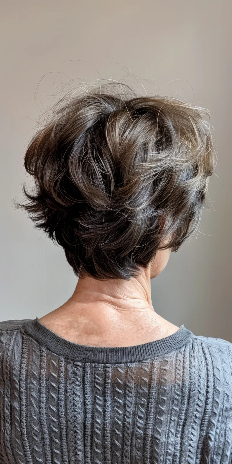 haircuts for women over 50 Digital perm, Asymmetric cut, Short brush Updo, French twist