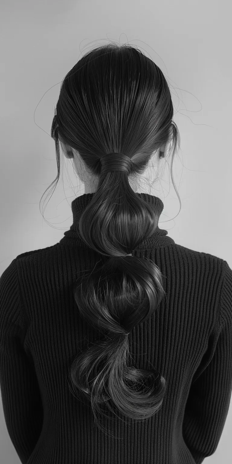 long ponytail Chignon, Updo, French twist, braid, Milkmaid braid