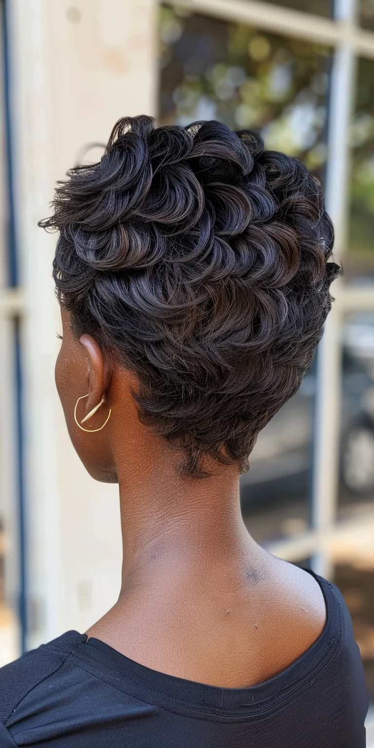 short weave hairstyles French twist, Updo, Chignon, Finger wave, Waterfall braids