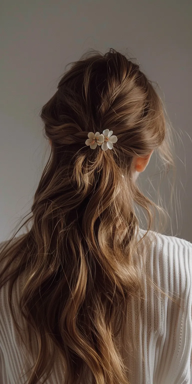 hair clip styles Updo, Milkmaid braid, Chignon, Boho braids, Ballerina bun