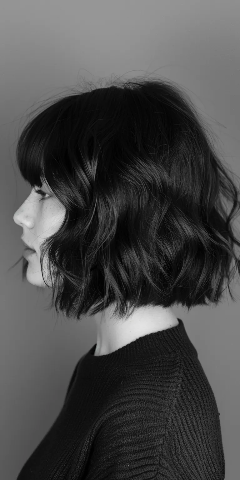 wavy lob Asymmetric cut, Bob Short brush Layered hair, hair