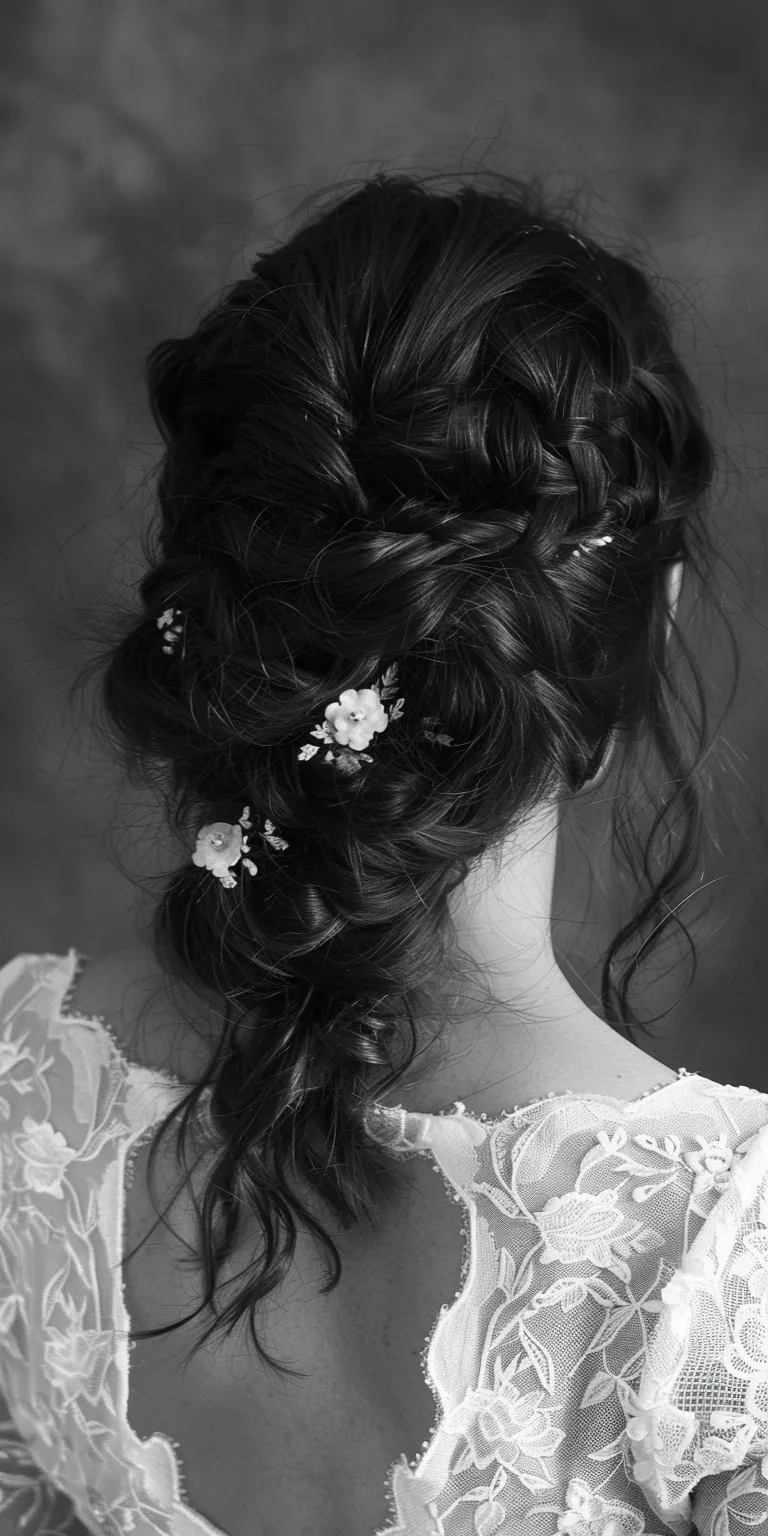 bridal hairstyles Milkmaid braid, Updo, Boho braids, Chignon, French braid