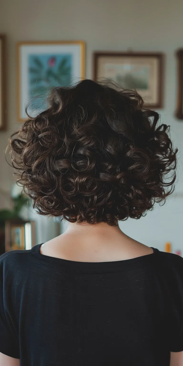 short curls Digital perm, Ringlets, Curly hair, Updo, Asymmetric cut