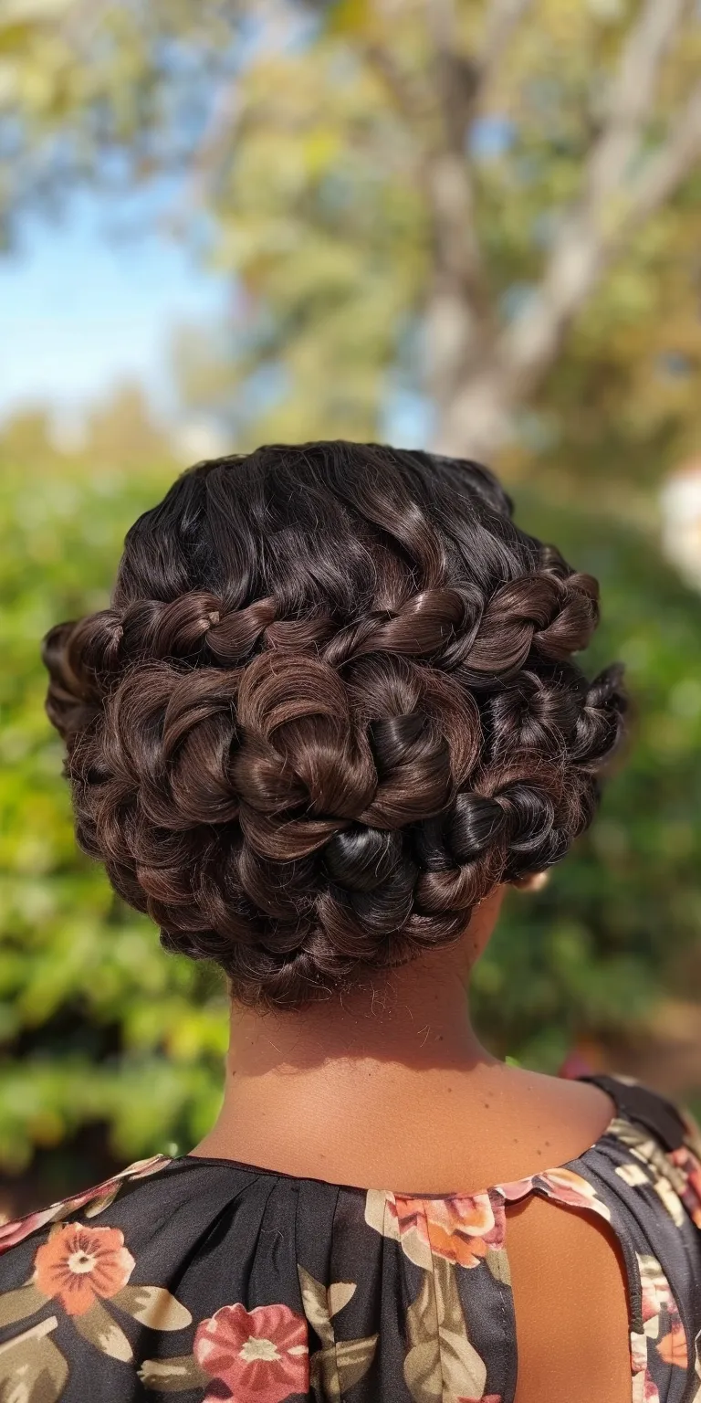 braid out Finger wave, Updo, Digital perm, French twist, Milkmaid