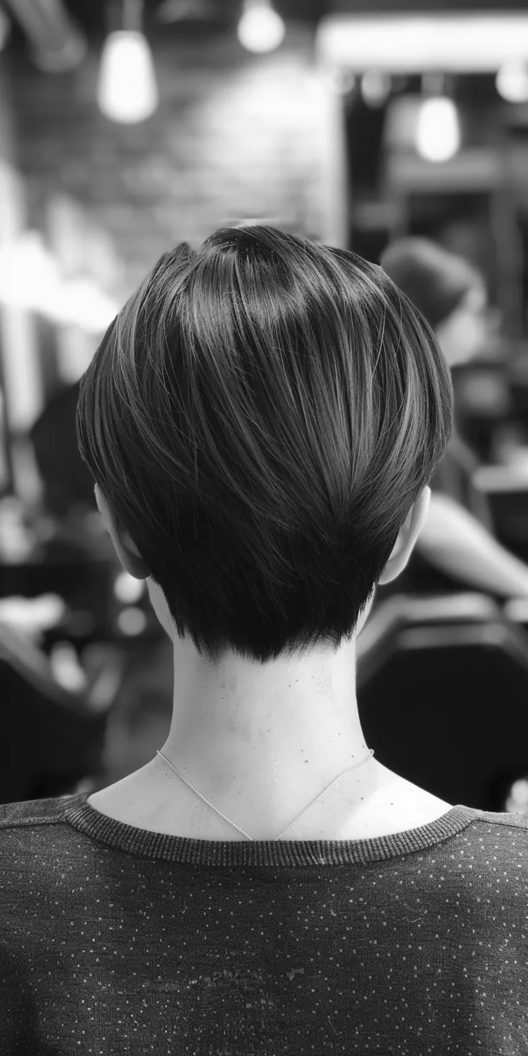 short haircuts for straight hair Asymmetric cut, Short brush Pixie Bob Chignon