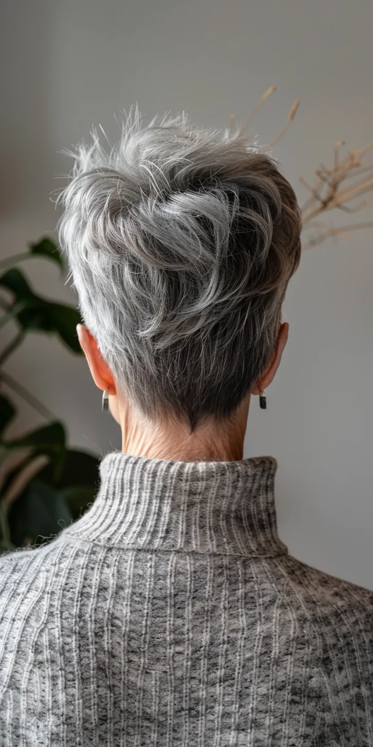 short hair styles for older women Asymmetric cut, Pompadour, Short brush Digital perm, Layered