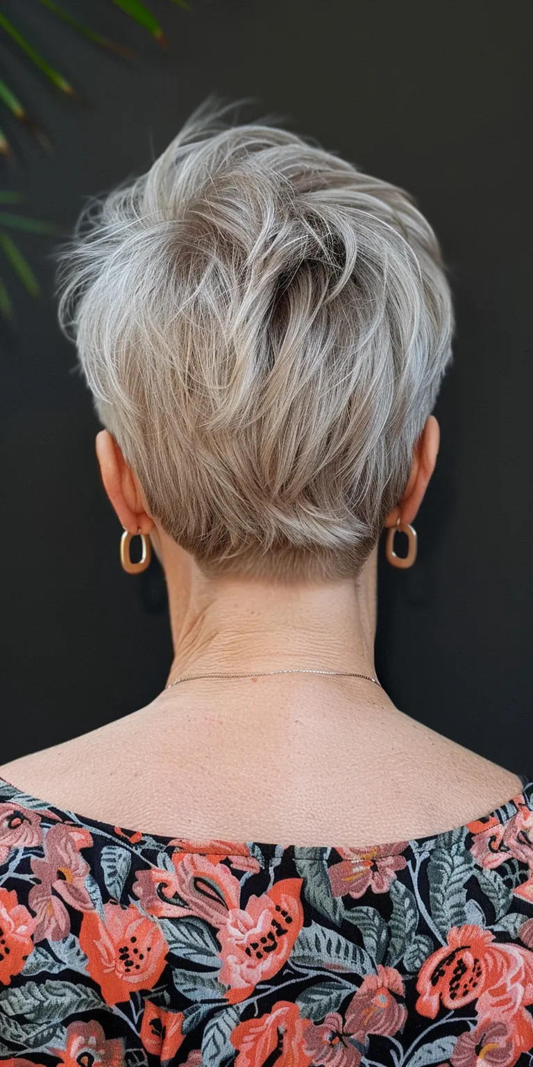 short hairstyles for fine hair over 60 Asymmetric cut, Short brush Pixie Pompadour, Updo