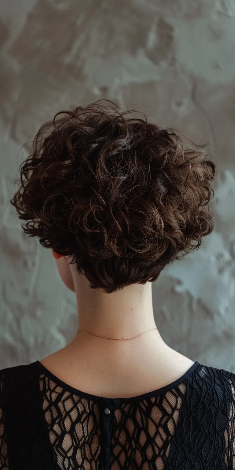 hair styles for short curly Digital perm, Asymmetric cut, Professional Short brush Curly