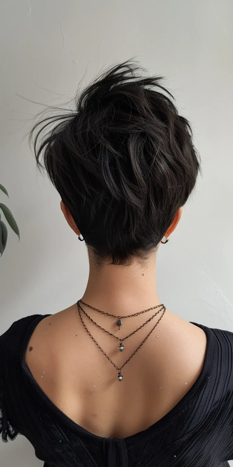 short edgy haircuts Asymmetric cut, Chignon, Short brush Pixie Updo