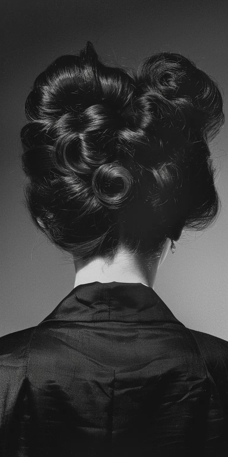 1950 hairstyles Chignon, Updo, Milkmaid braid, French twist, Finger wave