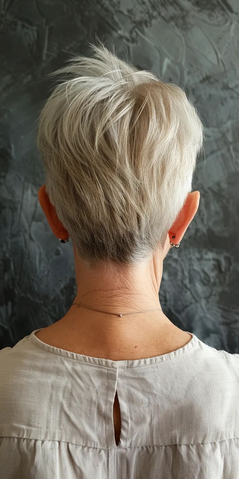 short haircuts for women over 60 Asymmetric cut, Short brush Pixie Tonsure, Pompadour