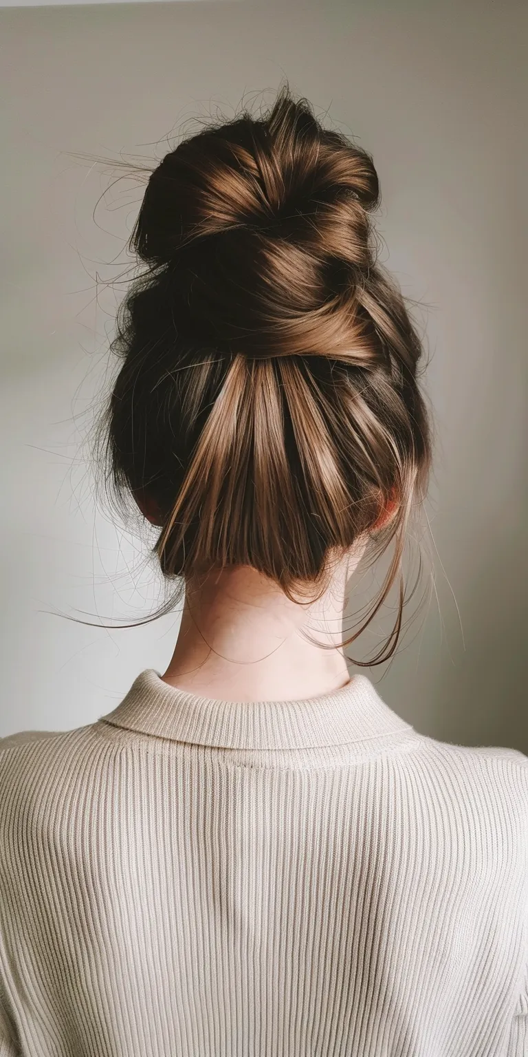 half bun hairstyle Chignon, Updo, Ballerina bun, Ponytail, Layered hair