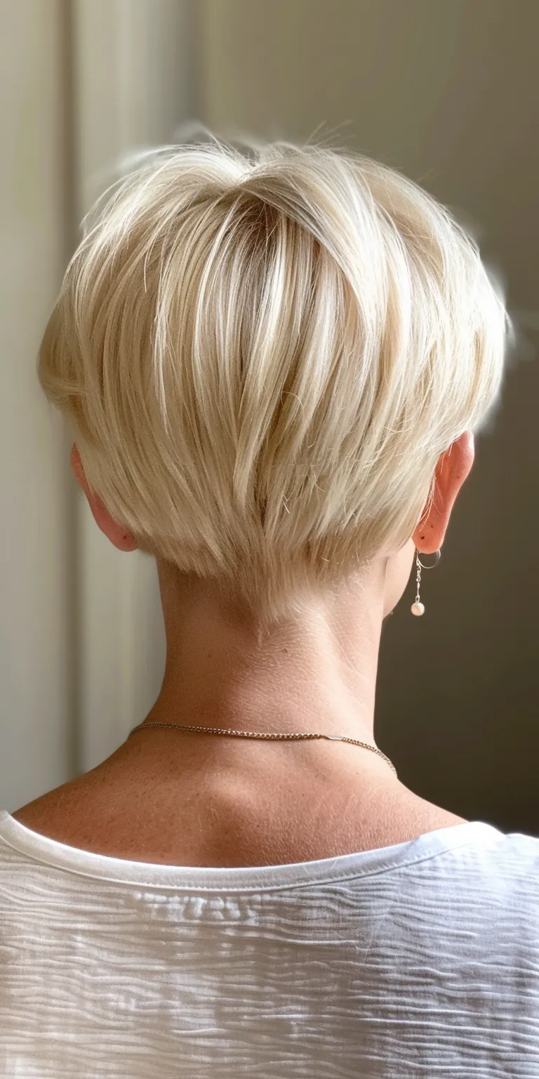 short blonde haircuts Asymmetric cut, Pixie Short brush Chignon, Butterfly haircut