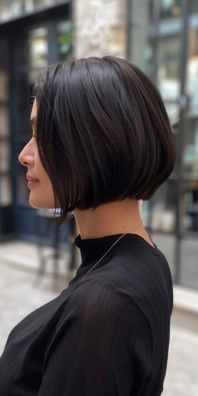 bob style haircuts Asymmetric cut, Bob Short brush Stacked bob, Professional cut