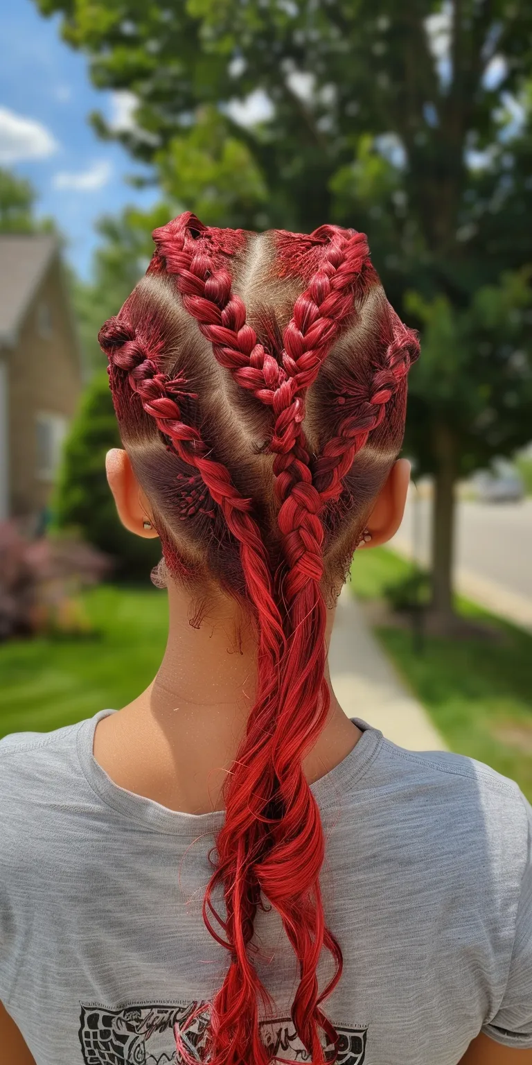 red knotless braids Waterfall braids, French braid, Braid, Cornrows, twist