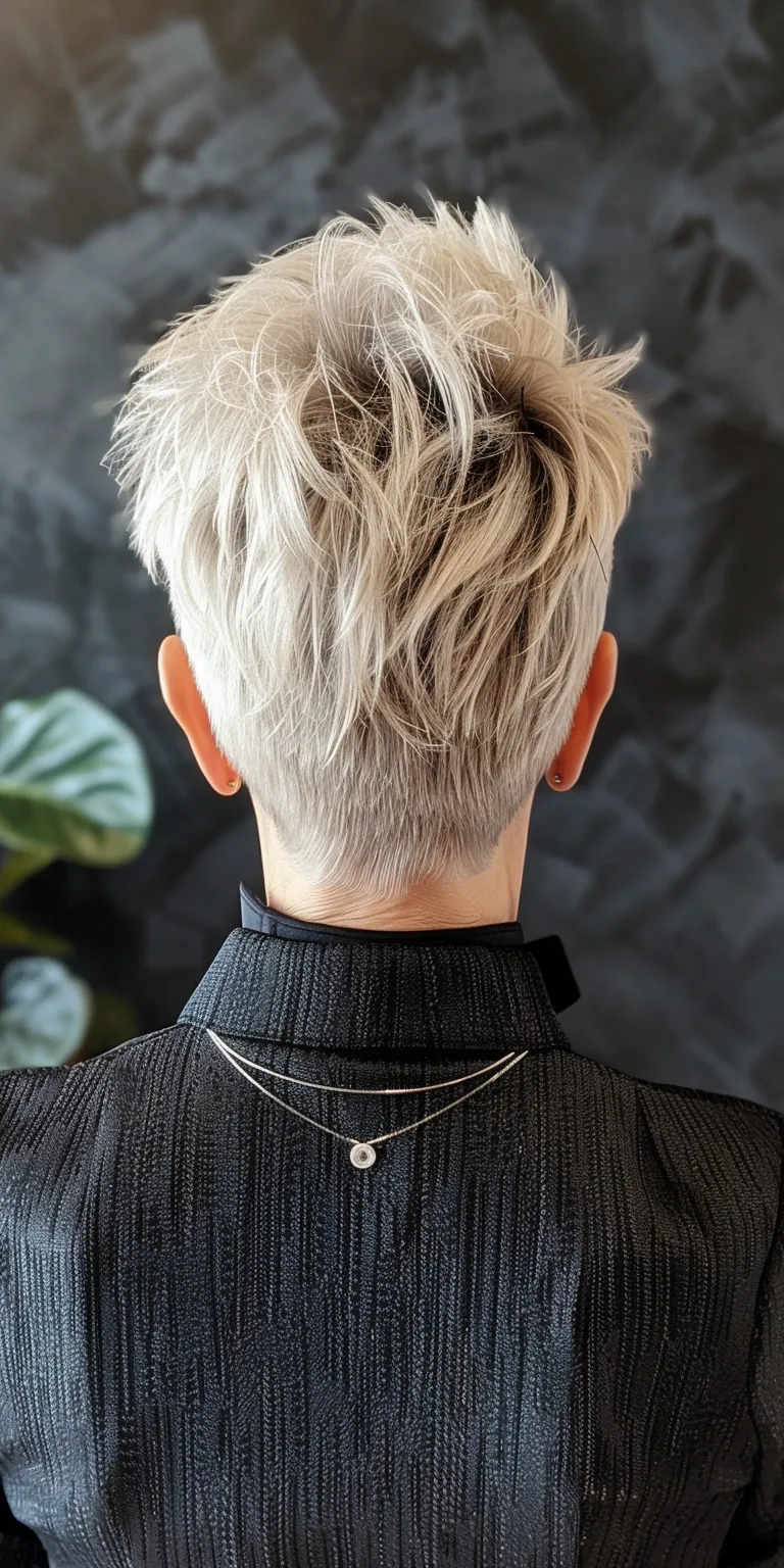 short pixie cuts for women Asymmetric cut, Short brush Frosted tips, Pompadour, Mohawk