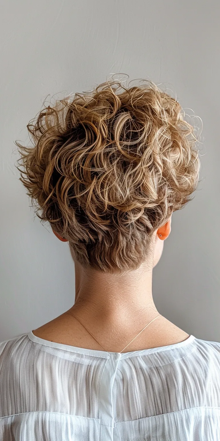 short curly hairstyles for women Digital perm, Asymmetric cut, Short brush Updo, Pixie cut