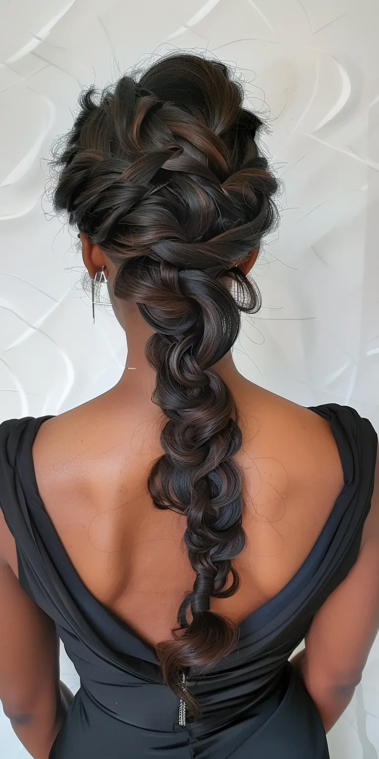 prom hairstyles Waterfall braids, French twist, Updo, braid, Hair twists