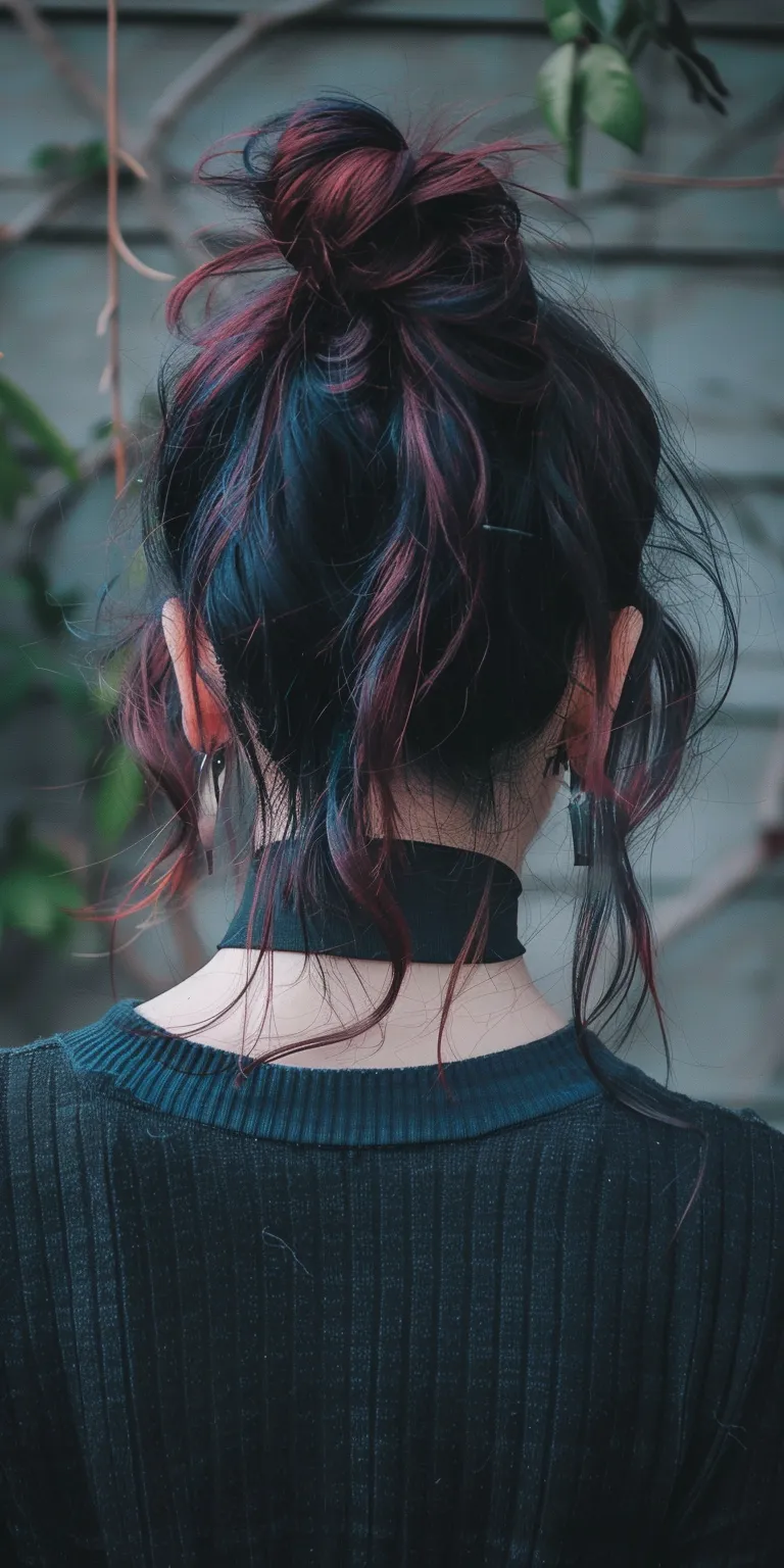 emo hairstyle Updo, Japanese women's hairstyles, Pigtail, Layered hair, French twist