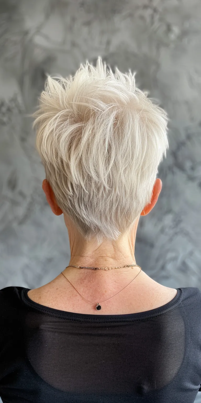 pixie haircuts for older women Asymmetric cut, Short brush Tonsure, Digital perm, Pixie cut