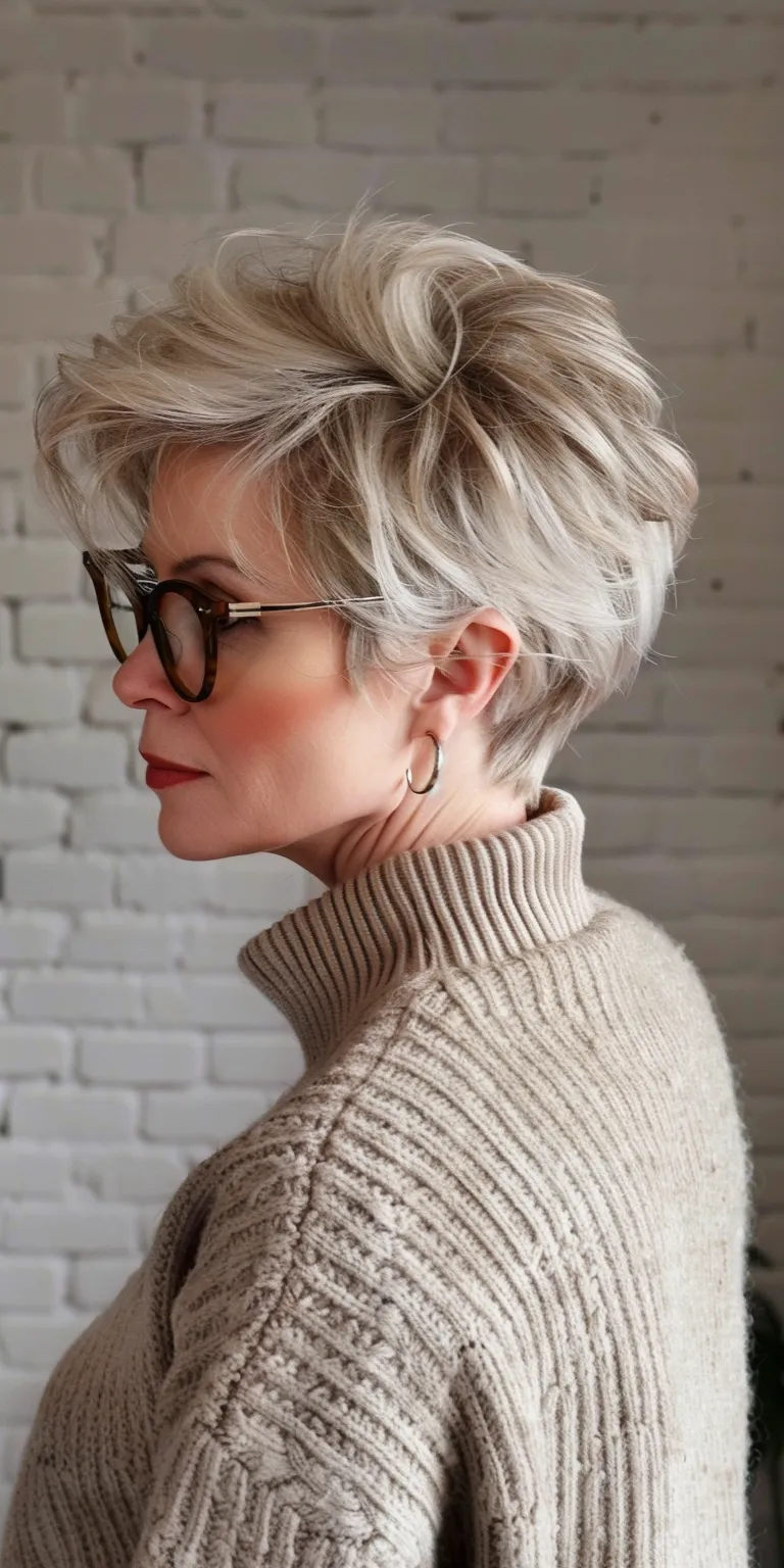 short shag hairstyles Pixie cut, Updo, Short brush Asymmetric Layered hair