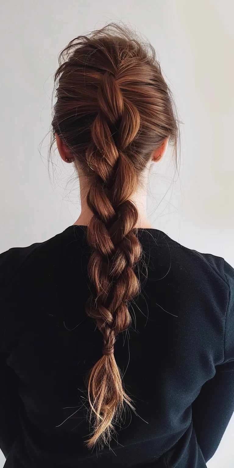 long ponytail Braid, French braid, Waterfall braids, Boho Milkmaid braid