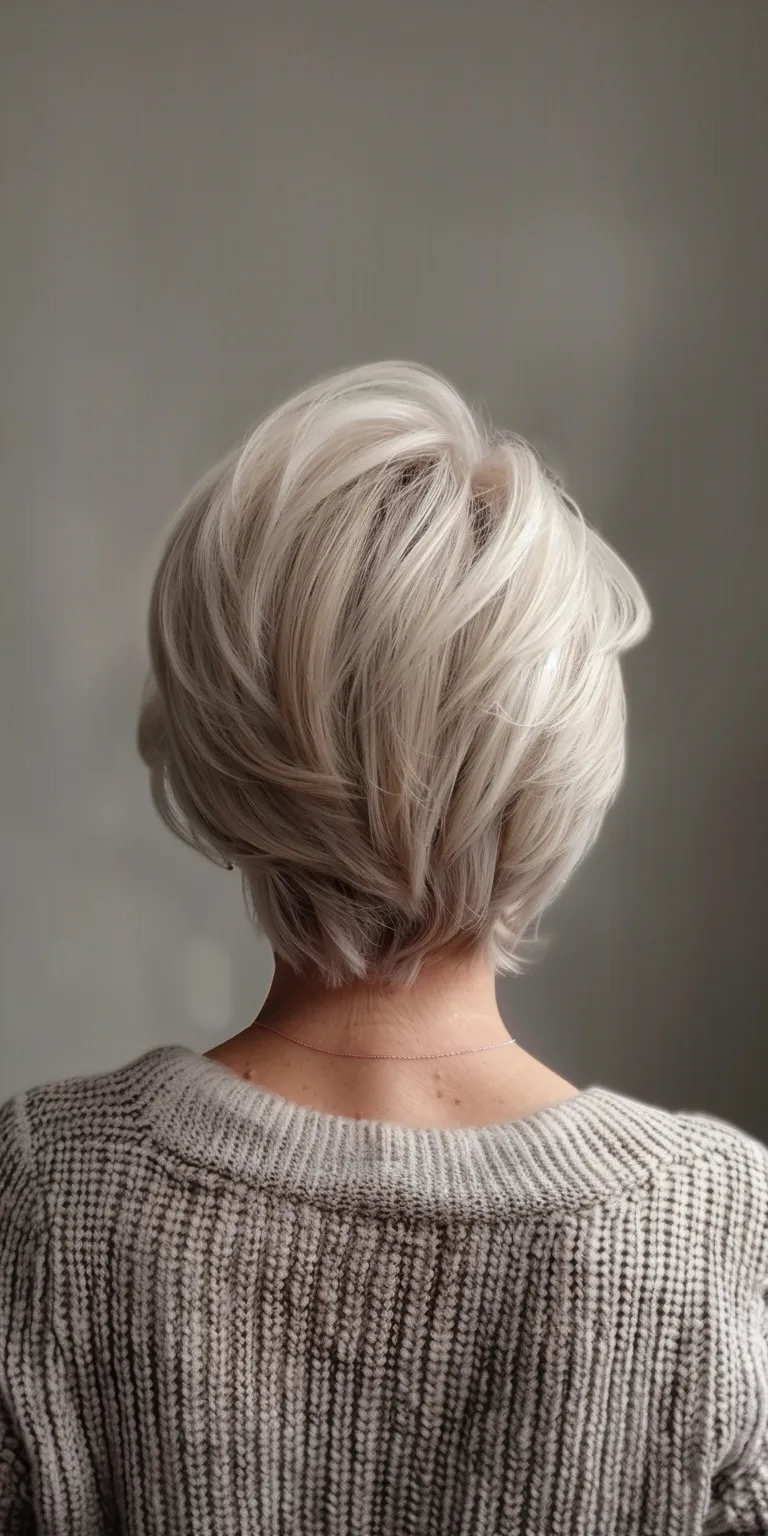 short hairstyles for women over 60 Asymmetric cut, Feathered hair, Layered Updo, Short brush cut