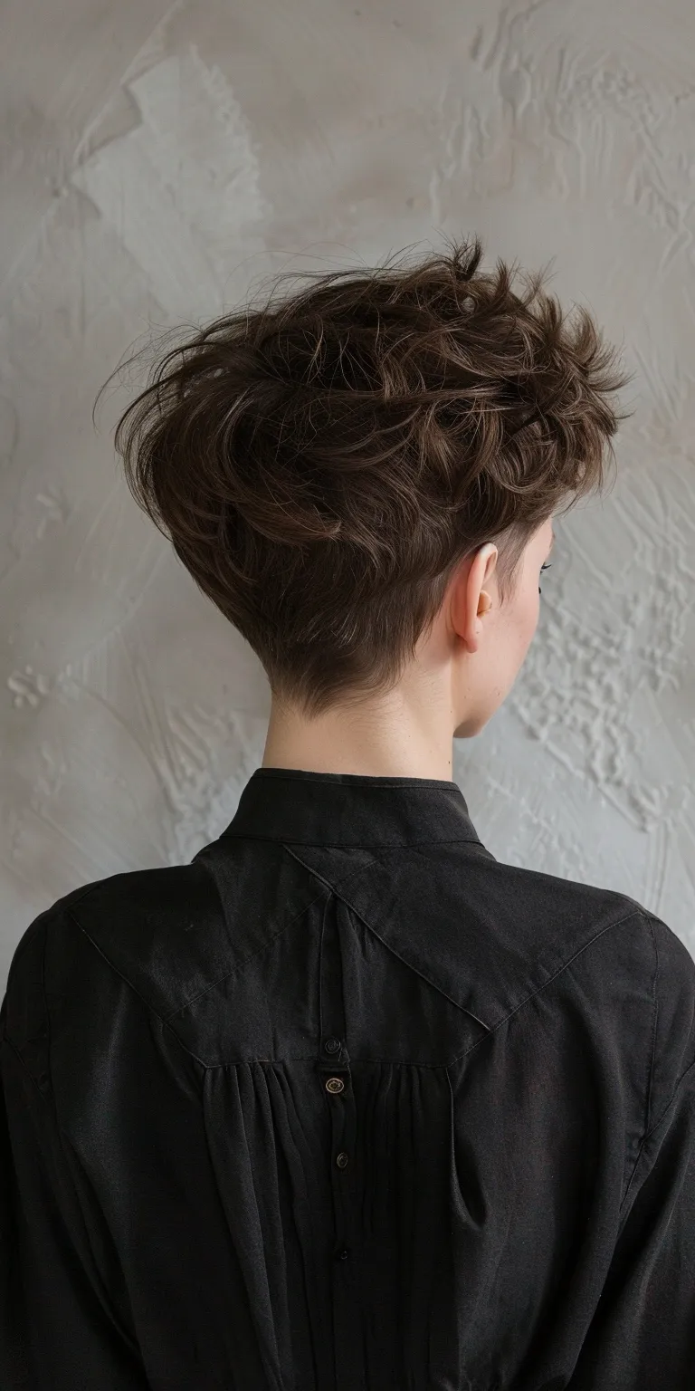 short choppy hairstyles Asymmetric cut, Chignon, Updo, French twist, Layered hair